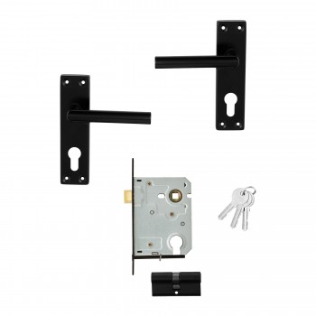 Mackie Leo Stainless Steel Black and Cylinder Lockset,  - Cashbuild