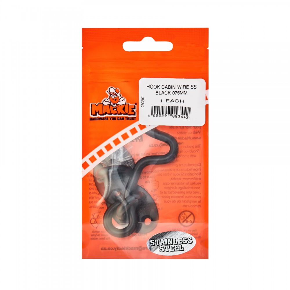 Mackie Cabin Hook Stainless Black 100mm,  - Cashbuild Mackie Cabin Hook Stainless Black 100mm,  - Cashbuild