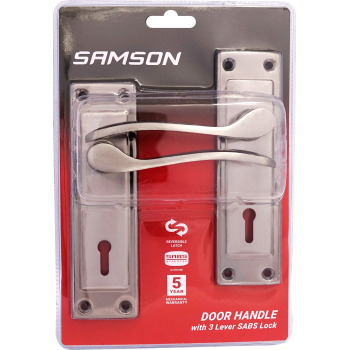Samson Lock Set Key 3l Sabs Cortana 6" Satin Nickle & Black Nickle, SAMSON - Cashbuild