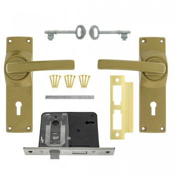 FORT KNOX ECO LOCK 2-LEVER PP HANDLE GOLD - Cashbuild