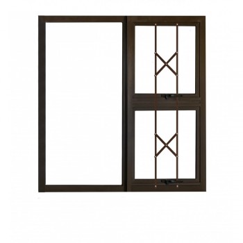 Window Frame Aluminium Ptt1212 Bronze With Buglar Bars With Clear Float Glass And Handle Left Hand,  - Cashbuild