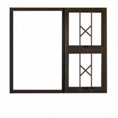 Window Frame Aluminium Ptt1512 Bronze With Buglar Bars With Clear Float Glass And Handle Left Hand,  - Cashbuild