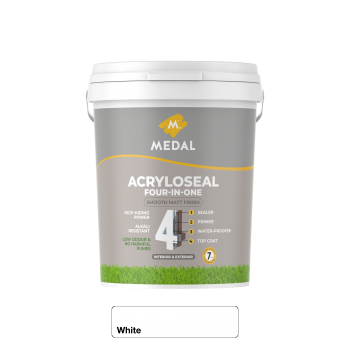 Medal Acryloseal Four-In-One PVA Sealer, Primer, Waterproofer, Top Coat 20L White, MEDAL - Cashbuild