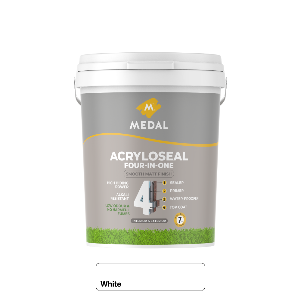 Medal Acryloseal Four-In-One PVA Sealer, Primer, Waterproofer, Top Coat 20L White, MEDAL - Cashbuild Medal Acryloseal Four-In-One PVA Sealer, Primer, Waterproofer, Top Coat 20L White, MEDAL - Cashbuild