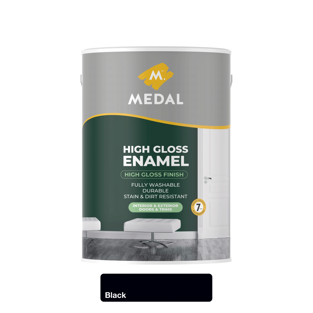 Medal High gloss Enamel 5L Black, MEDAL - Cashbuild Medal High gloss Enamel 5L Black, MEDAL - Cashbuild