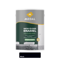 Medal High gloss Enamel 5L Black, MEDAL - Cashbuild