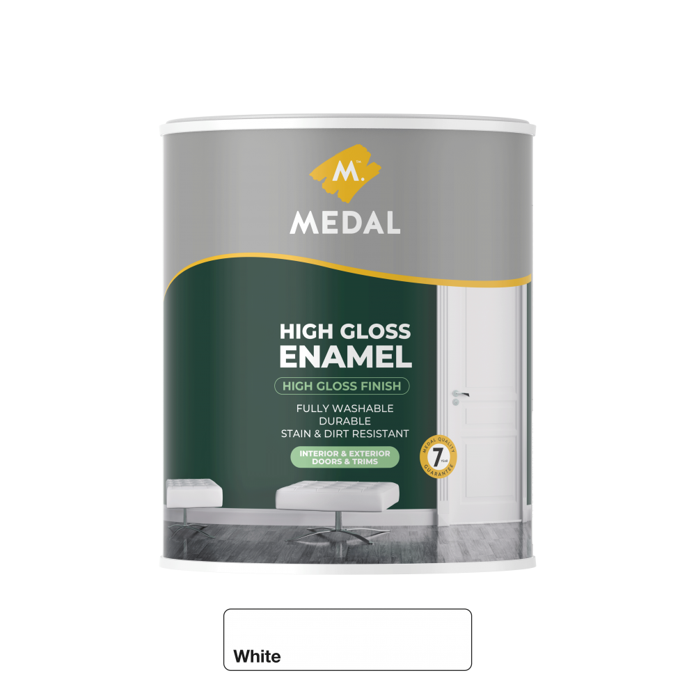 Medal High gloss Enamel 1L White, MEDAL - Cashbuild Medal High gloss Enamel 1L White, MEDAL - Cashbuild