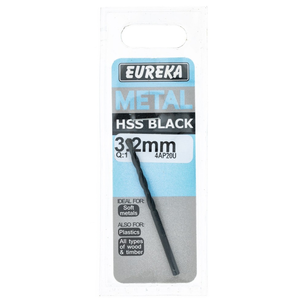 Eureka Black Hss Drill Bit 3.2mm Quantity:1, EUREKA - Cashbuild Eureka Black Hss Drill Bit 3.2mm Quantity:1, EUREKA - Cashbuild