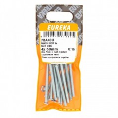 EUREKA MACHINE SCREW AND NUT COUNTERSUNK 4X50mm Quantity:15 - Cashbuild