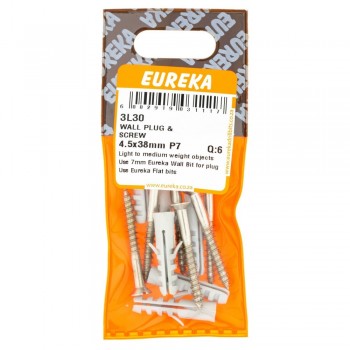 Eureka Wall Plug & Screw 4.5X38mm P7 Quantity:6, EUREKA - Cashbuild