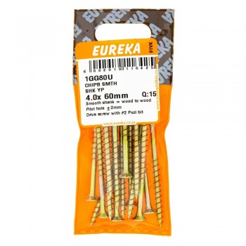 Eureka Chipboard Smth Shk Yp 4.0X60mm Quantity:15, EUREKA - Cashbuild