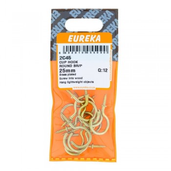 Eureka Cup Hook Round 25mm Quanitity:12, EUREKA - Cashbuild