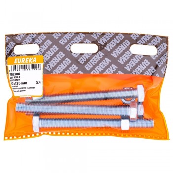 Eureka Set Screw & Nut Galvanised 12X125mm Quantity:4, EUREKA - Cashbuild