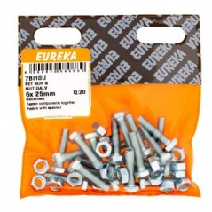 EUREKA SET SCREW AND NUT 6X25mm GALVANISED Quantity:20 - Cashbuild