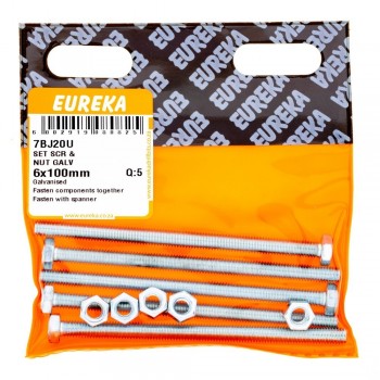 EUREKA SET SCREW AND NUT 6X100mm GALVANISED Quantity:5 - Cashbuild
