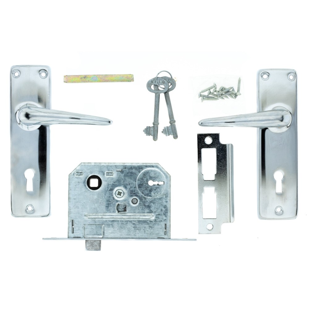 Lockset Keen Right 2 Lever Lockset Chrome Plated, FORT KNOX - Cashbuild Lockset Keen Right 2 Lever Lockset Chrome Plated, FORT KNOX - Cashbuild