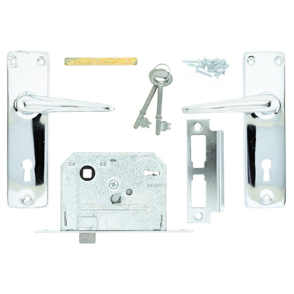 Lockset Keen Right 3 Lever Lockset Chrome Plated, FORT KNOX - Cashbuild Lockset Keen Right 3 Lever Lockset Chrome Plated, FORT KNOX - Cashbuild