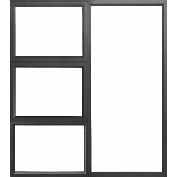 Window Frame Aluminium Ptt1818 Charcoal Clear Left Hand,  - Cashbuild