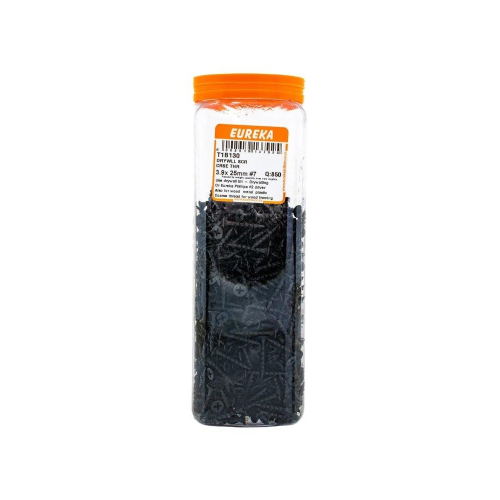 Eureka Drywll Screw Course Thread 3.9X25mm Number:7 Quantity:850, EUREKA - Cashbuild Eureka Drywll Screw Course Thread 3.9X25mm Number:7 Quantity:850, EUREKA - Cashbuild