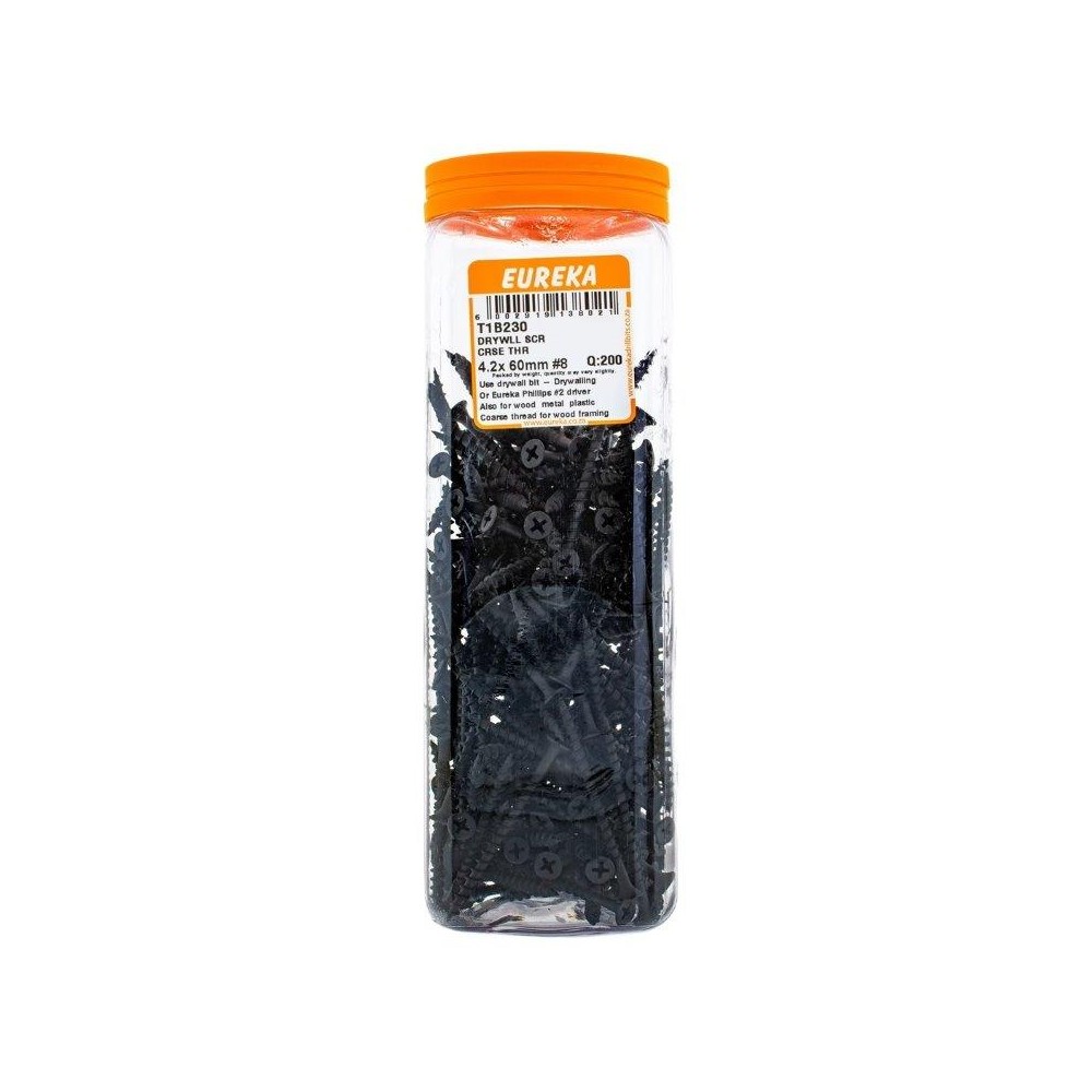 Eureka Drywll Screw Course Thread 4.2X60mm Number:8 Quantity:200, EUREKA - Cashbuild Eureka Drywll Screw Course Thread 4.2X60mm Number:8 Quantity:200, EUREKA - Cashbuild