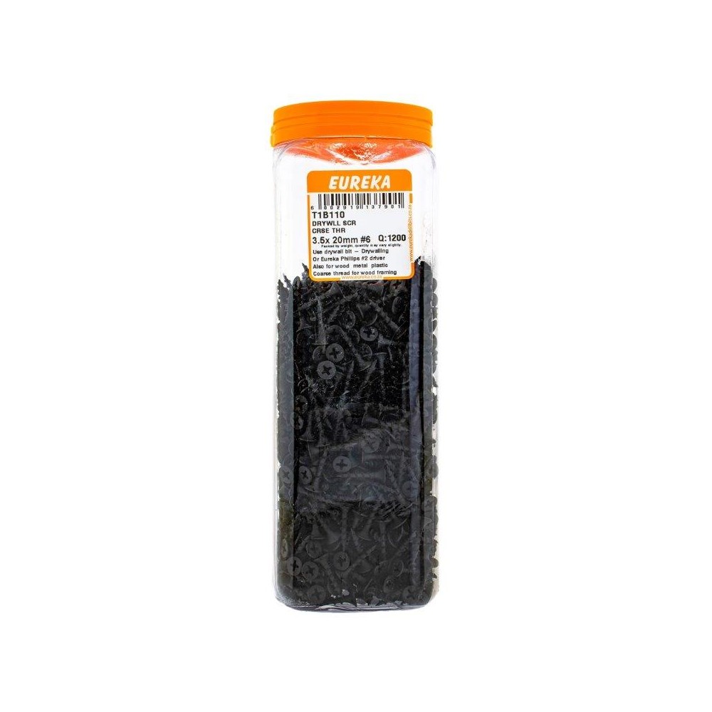 Eureka Drywll Screw Course Thread3.5X 20mm 6 Quantity:1200, EUREKA - Cashbuild Eureka Drywll Screw Course Thread3.5X 20mm 6 Quantity:1200, EUREKA - Cashbuild