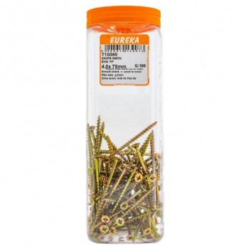 EUREKA CHIPBOARD SMOOTH SHANK YELLOW PASSIVATED STEEL 4X75mm Quantity:100 - Cashbuild