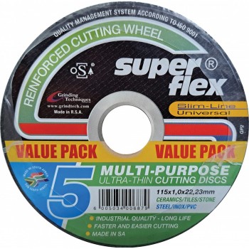 Superflex Slimline Industrial Cutting Disc For Masonry And Non-Ferrous Metals Quantity:5, SUPERFLEX - Cashbuild