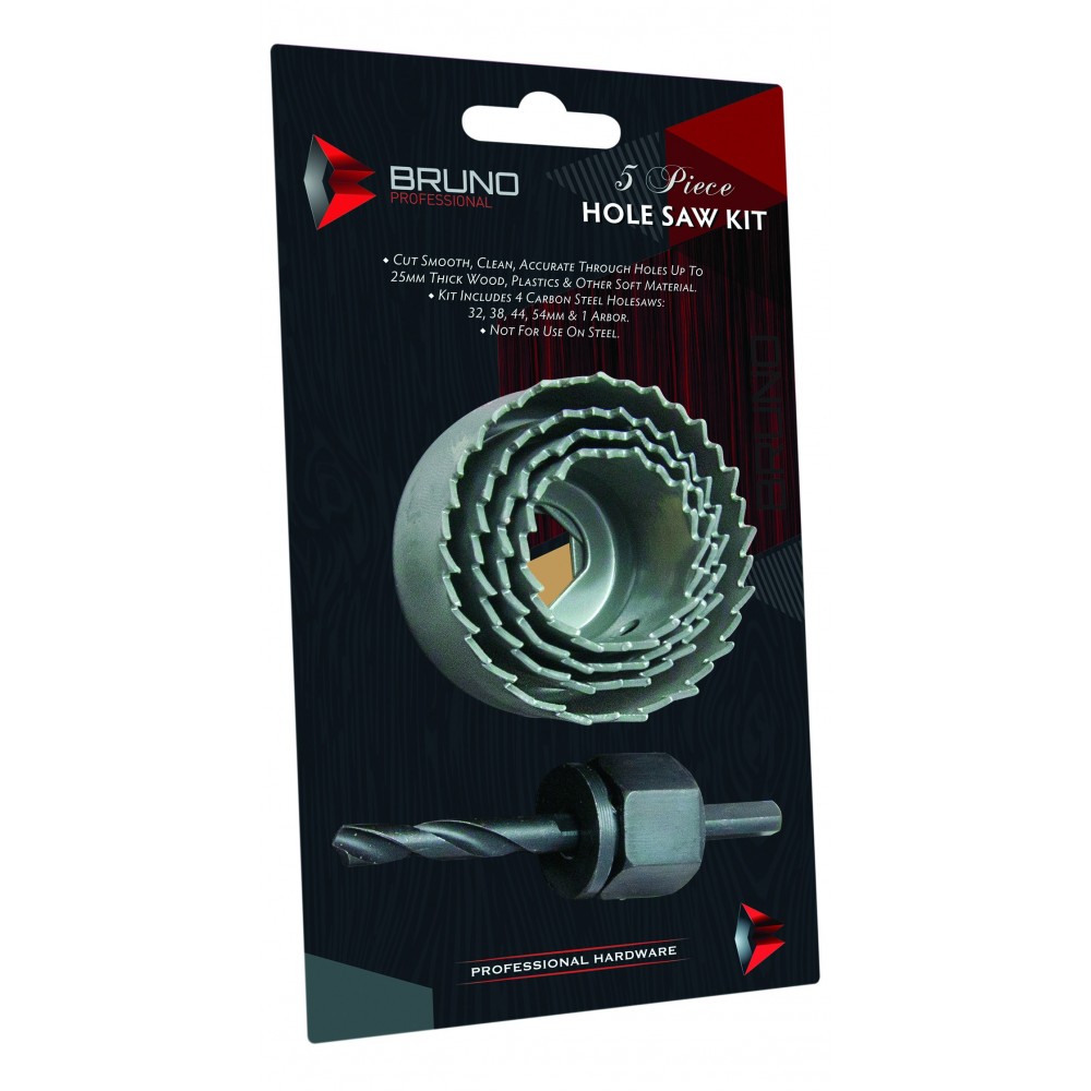 Bruno Hole Saw Kit 5 Piece Blister, BRUNO - Cashbuild Bruno Hole Saw Kit 5 Piece Blister, BRUNO - Cashbuild