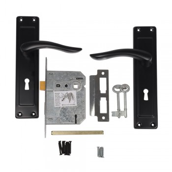 3 Lever Chrome Plated 8 inch Lockset Devon Matt Black - Cashbuild