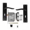 3 Lever Chrome Plated 8 inch Lockset Devon Matt Black - Cashbuild