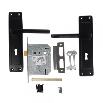 3 Lever Chrome Plated 8 inch Lockset Essex Matt Black - Cashbuild