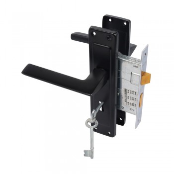 3 Lever Chrome Plated 8 inch Lockset Essex Matt Black - Cashbuild