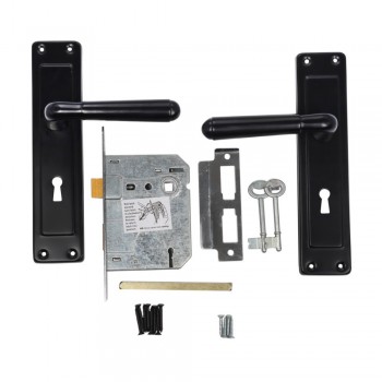3 Lever Chrome Plated 8 inch Lockset Oxford Matt Black - Cashbuild