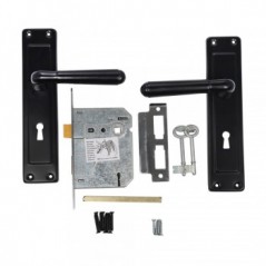 3 Lever Chrome Plated 8 inch Lockset Oxford Matt Black - Cashbuild