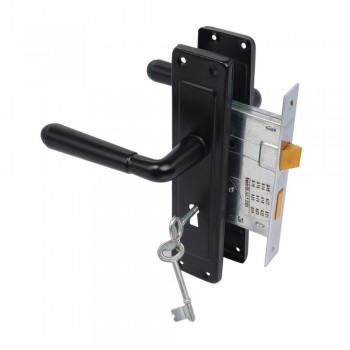 3 Lever Chrome Plated 8 inch Lockset Oxford Matt Black - Cashbuild