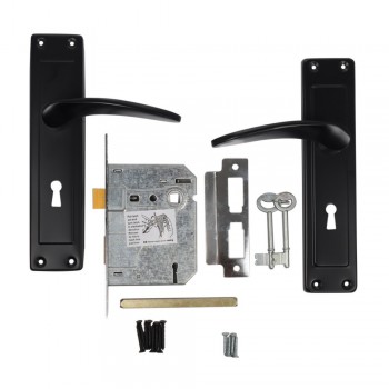 3 Lever Chrome Plated 8 inch Lockset York Matt Black - Cashbuild