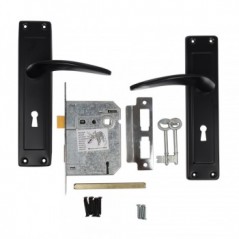 3 Lever Chrome Plated 8 inch Lockset York Matt Black - Cashbuild