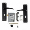 3 Lever Chrome Plated 8 inch Lockset York Matt Black - Cashbuild