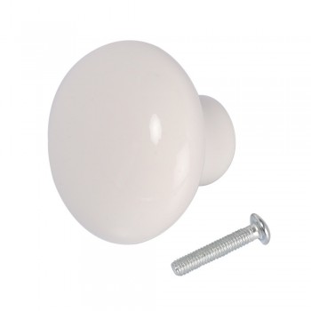 Porcelain Knob 45mm - White, TROJAN - Cashbuild