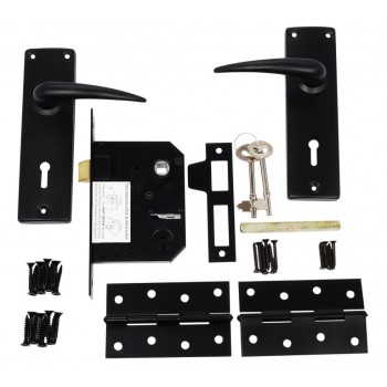 3 Lever Chrome Plated Lockset Matt Black With MB Stainless Steel - Cashbuild