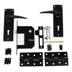 3L Chrome Plated Lockset Matt Black With Mb S/Steel Bb Hinges, TROJAN - Cashbuild