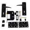 3L Chrome Plated Lockset Matt Black With Mb S/Steel Bb Hinges, TROJAN - Cashbuild