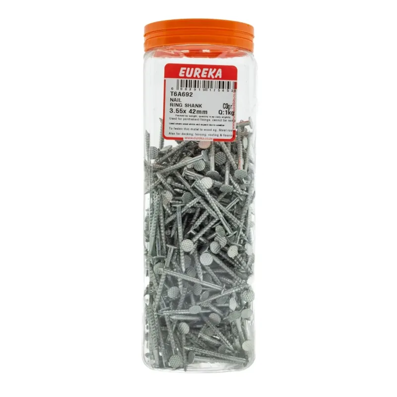 Ring Shank Nail 3,55 X 42mm Quantity:1Kg, EUREKA - Cashbuild Ring Shank Nail 3,55 X 42mm Quantity:1Kg, EUREKA - Cashbuild