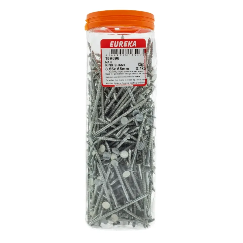 Ring Shank Nail 3,55 X65mm Quantity:1Kg, EUREKA - Cashbuild Ring Shank Nail 3,55 X65mm Quantity:1Kg, EUREKA - Cashbuild