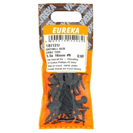 Eureka Drywall Screw Course Thread 3.5X16mm 6 Quantity:60, EUREKA - Cashbuild