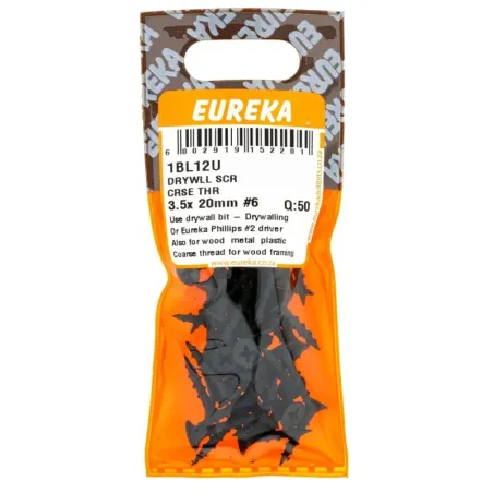 Eureka Drywll Screw Course Thread 3.5X20mm 6 Quantity:50, EUREKA - Cashbuild