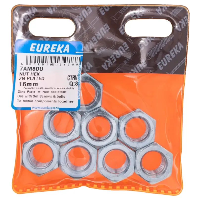Eureka Nut Hex Zn Plated 16mm Quantity:8, EUREKA - Cashbuild Eureka Nut Hex Zn Plated 16mm Quantity:8, EUREKA - Cashbuild