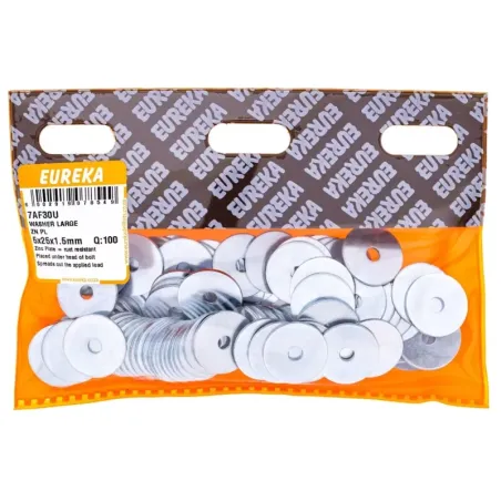 EUREKA WASHER LARGE ZINC PLATED 5x25x1.5mm Quantity:100 - Cashbuild