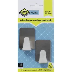 Rectangle Stainless Steel Hook Medium 2 Pack, MTS - Cashbuild