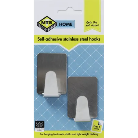 Rectangle Stainless Steel Hook Medium 2 Pack, MTS - Cashbuild